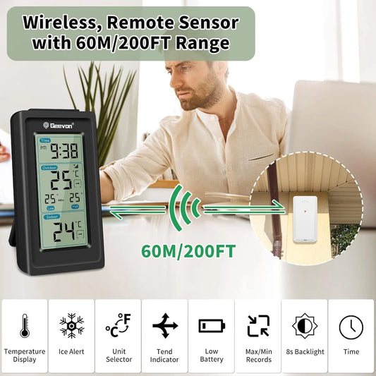 Geevon WS0151 Black Wireless Temperature Station