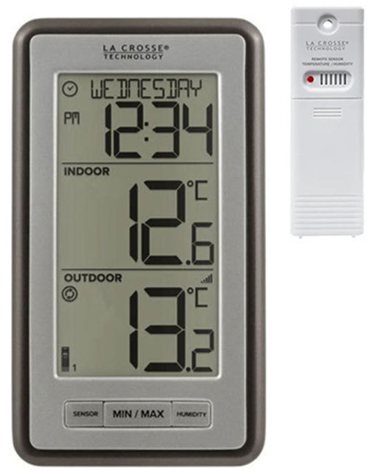 Wireless weather station diplaying temperature and time
