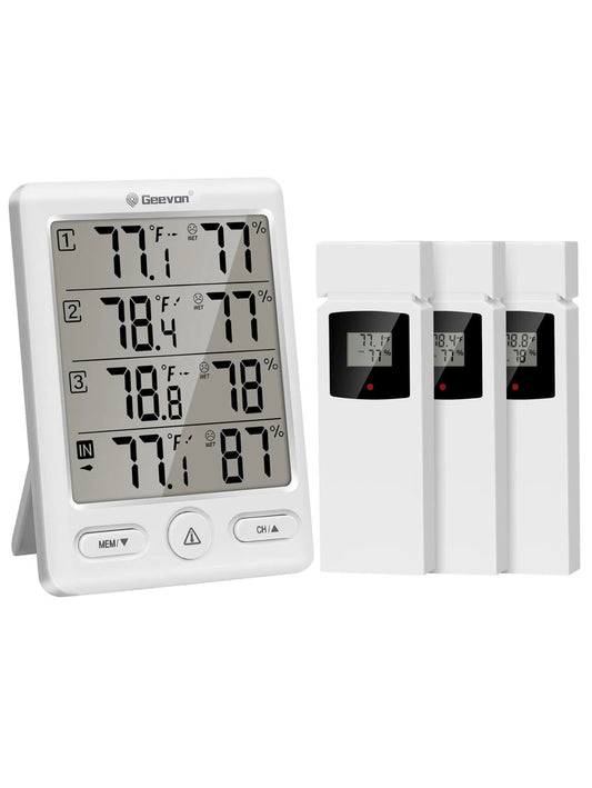 Geevon WS8646-3TX Wireless Thermometer with 3 included Remote Sensors
